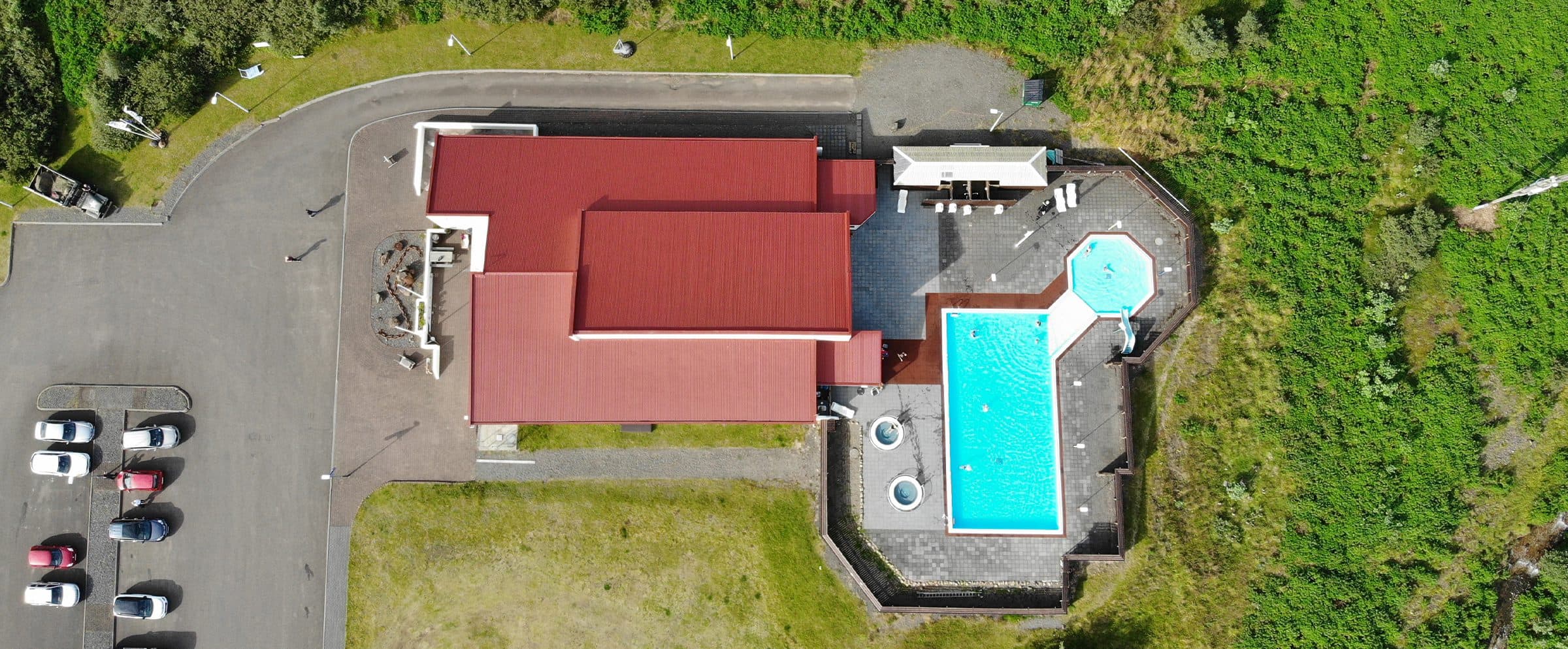 Loftmynd af tjaldsvæðinu